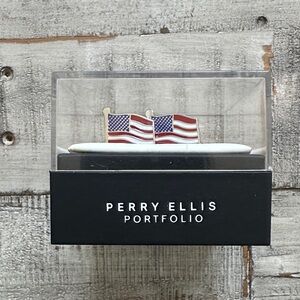 Perry Ellis Portfolio Flag Cufflinks - Red, White, Blue